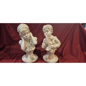 U Kendrick Universal Statuary Chicago Noisy Boy Girl Statue 136B 136G Signed '71